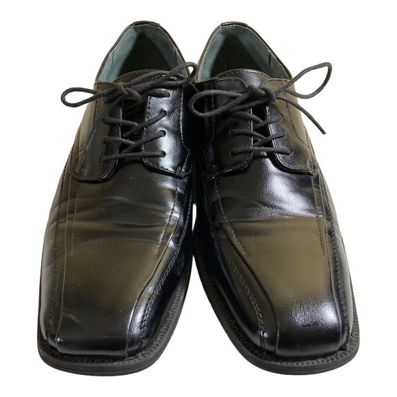 JF J Ferrar Men 11M Black Derby Lace Up Bicycle Toe Dress Shoe 014-2902 - Picture 3 of 7